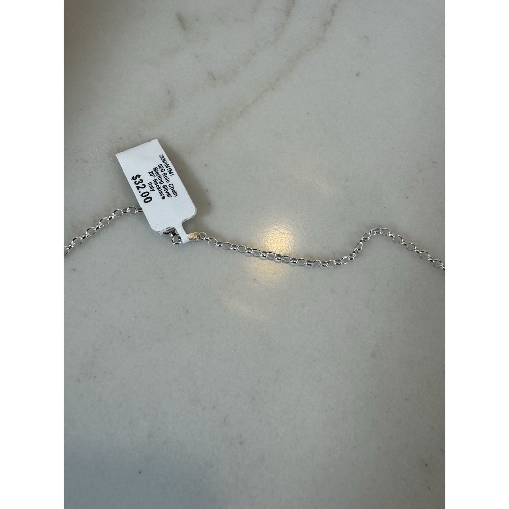 Italian Sterling Silver 925 Rolo Chain Necklace 20" Italy New With Tag - Picture 7 of 7